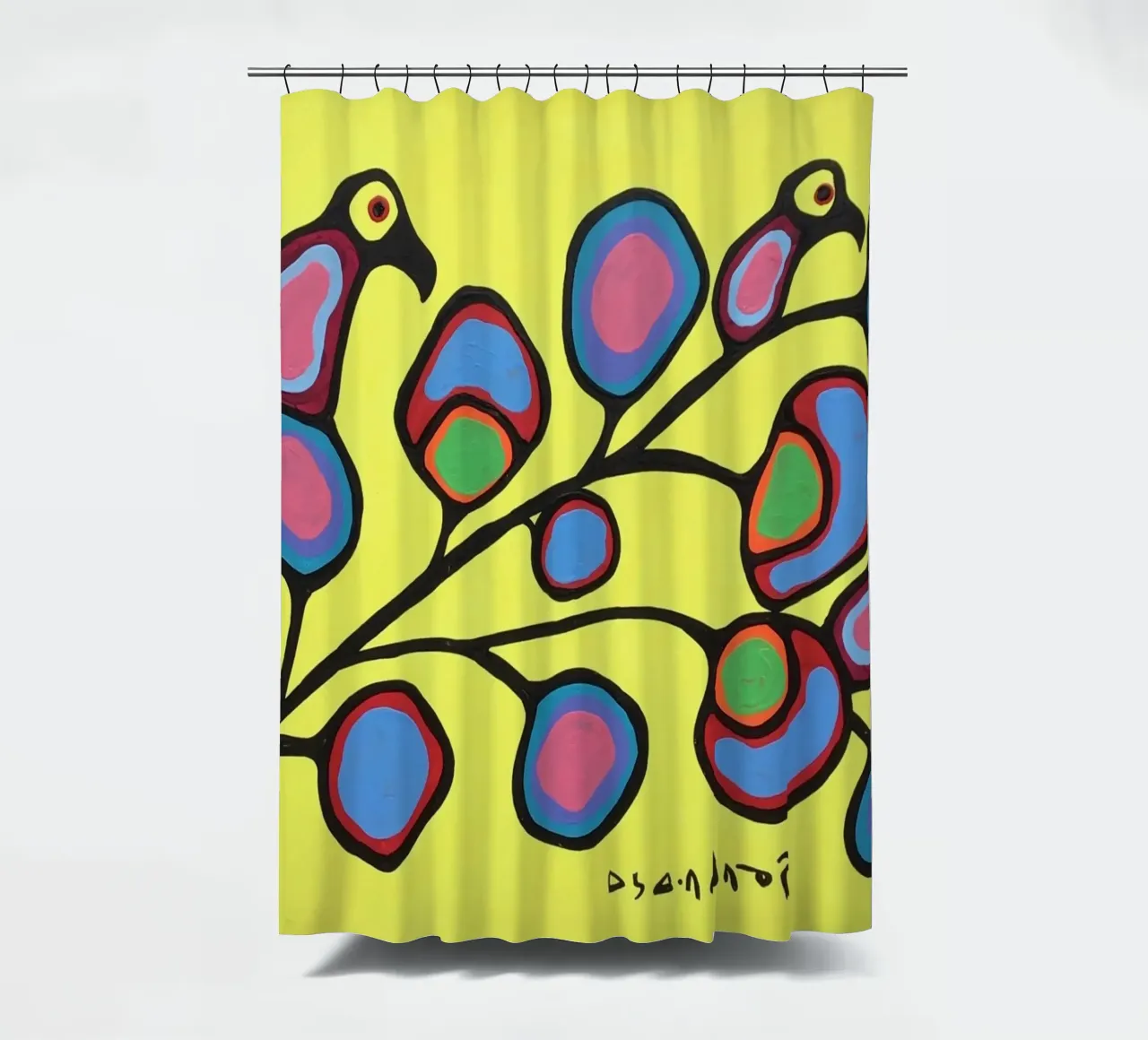 Norval Morrisseau Uccelli su un ramo tenda da doccia da Riley Art Studio