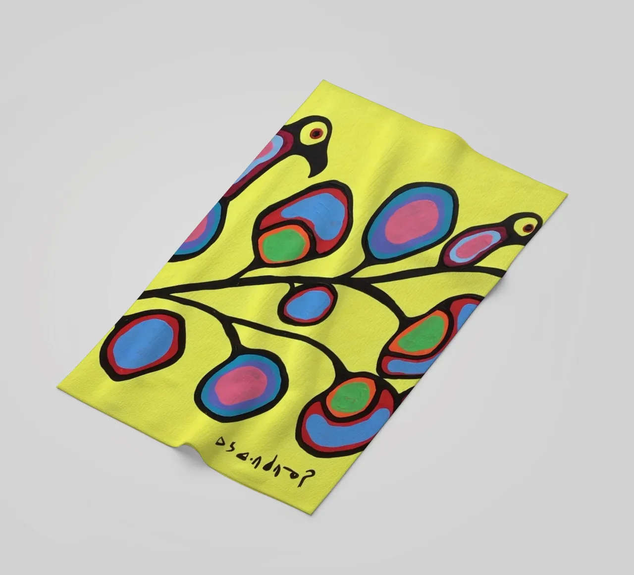 Norval Morrisseau Uccelli su un ramo telo mare da Riley Art Studio