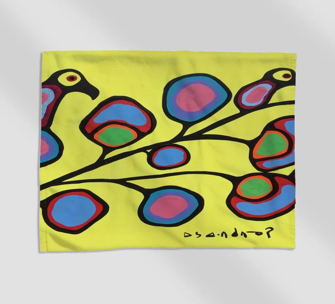 Norval Morrisseau Uccelli su un ramo telo mare da Riley Art Studio