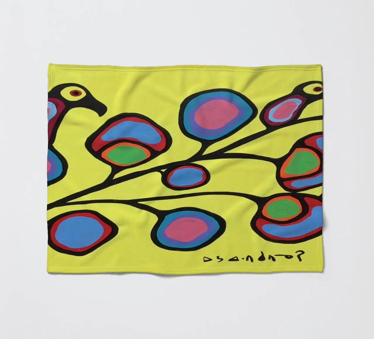 Norval Morrisseau Uccelli su un ramo coperta in pile da Riley Art Studio