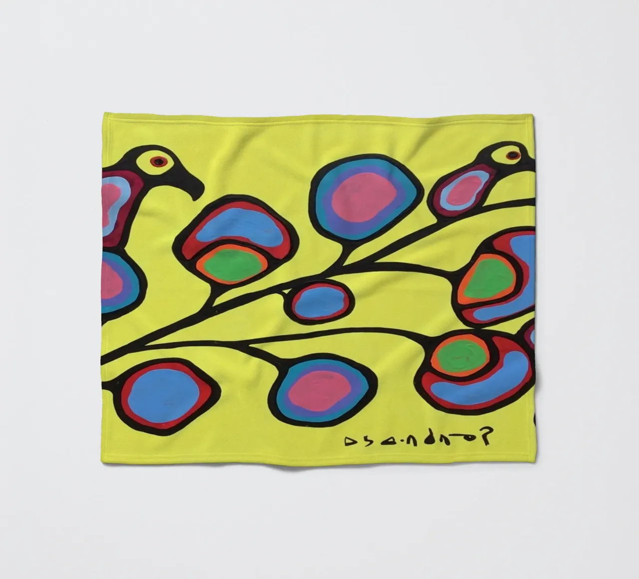 Norval Morrisseau Uccelli su un ramo coperta in pile da Riley Art Studio