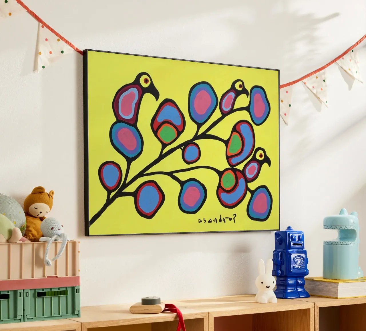 Norval Morrisseau Uccelli su un ramo pannello forex da Riley Art Studio