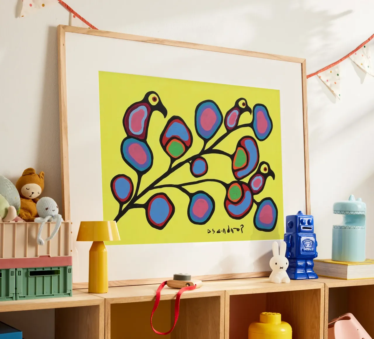 Norval Morrisseau Uccelli su un ramo carta hahnemühle da Riley Art Studio