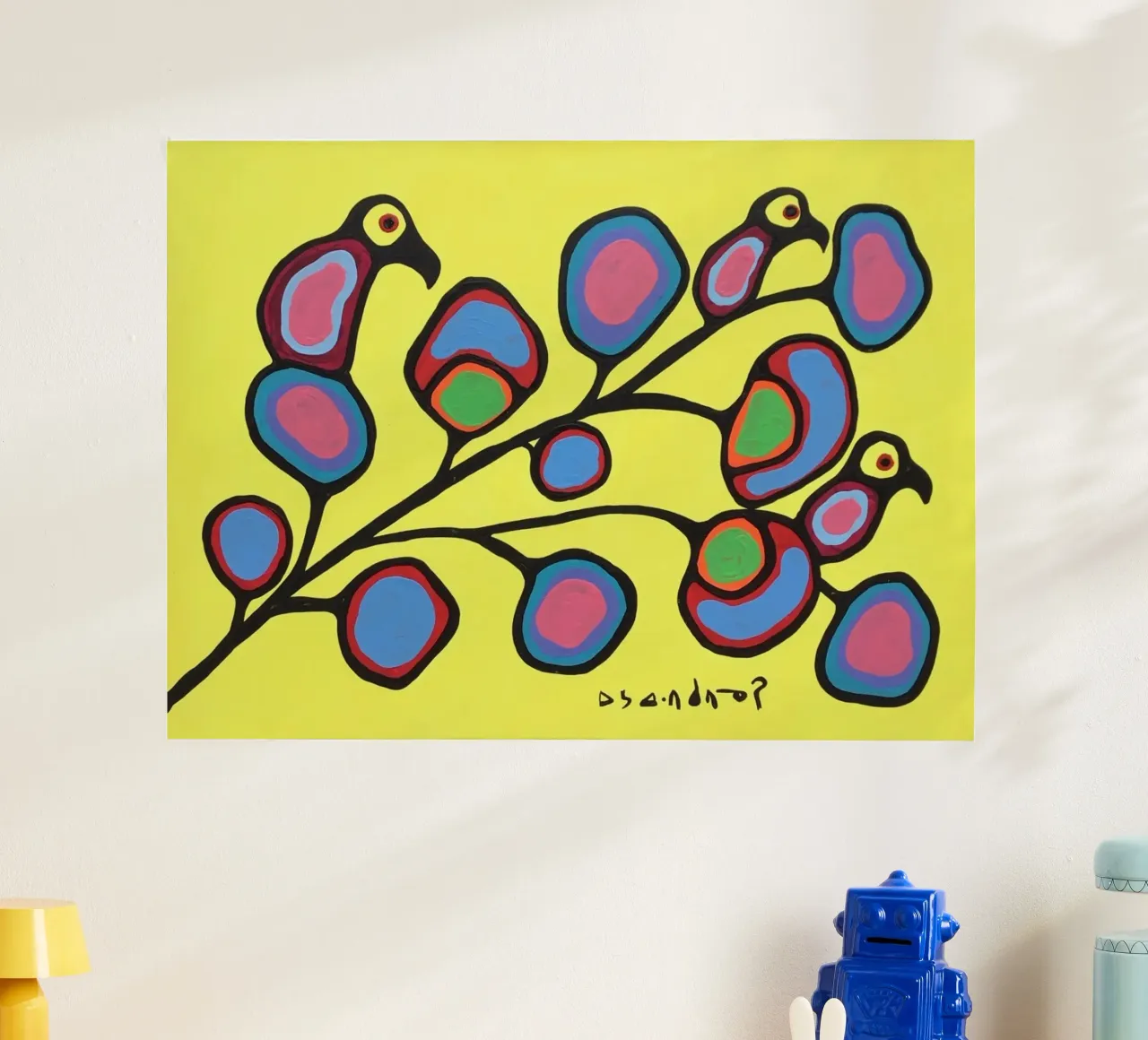 Norval Morrisseau Uccelli su un ramo carta hahnemühle da Riley Art Studio
