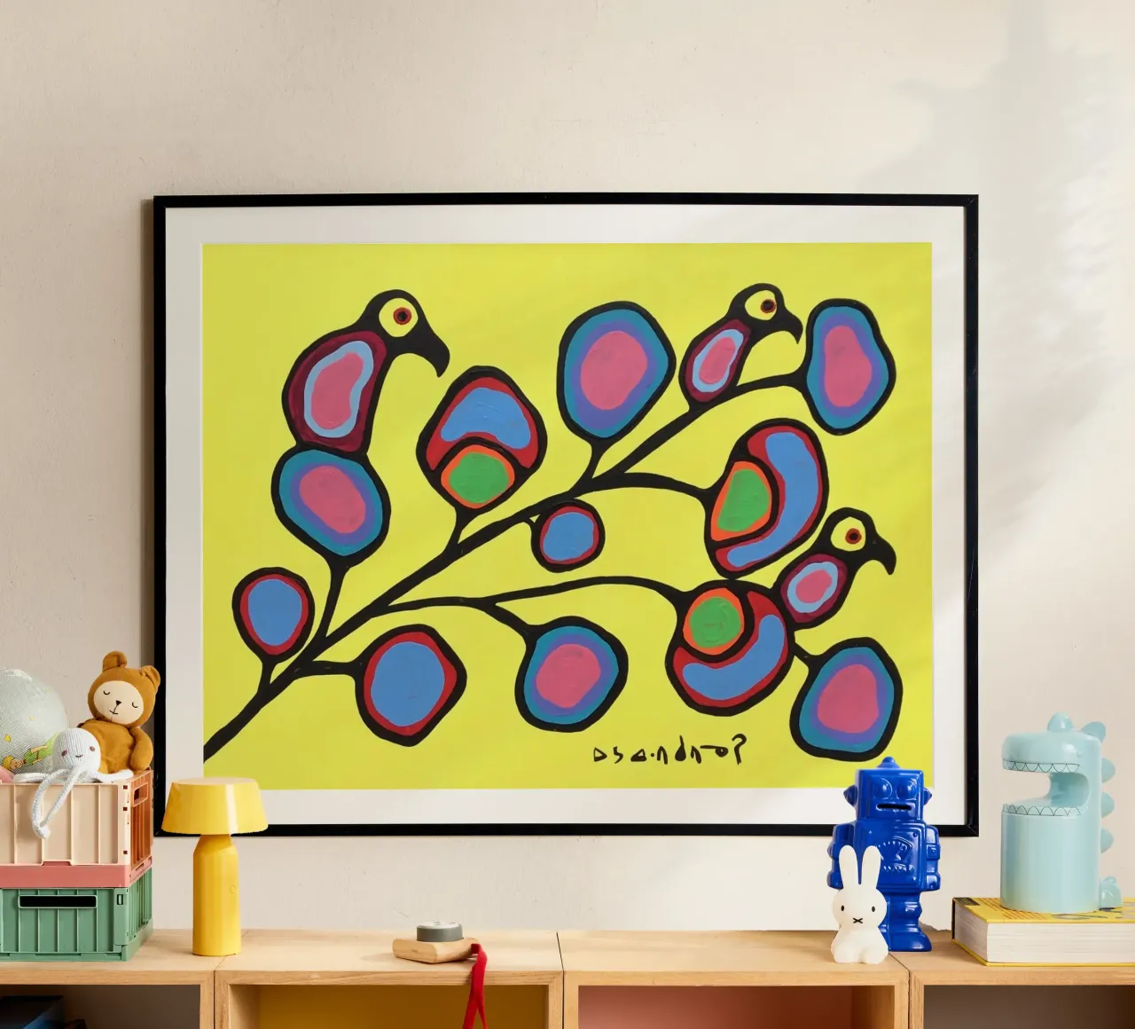 Norval Morrisseau Uccelli su un ramo carta hahnemühle da Riley Art Studio
