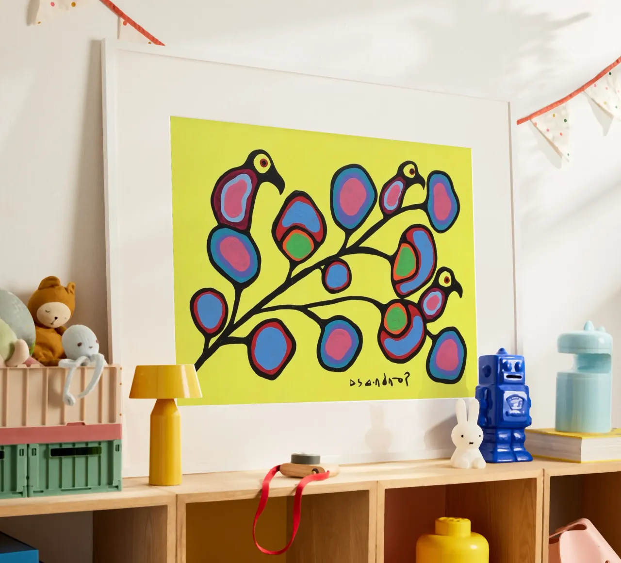 Norval Morrisseau Uccelli su un ramo carta hahnemühle da Riley Art Studio
