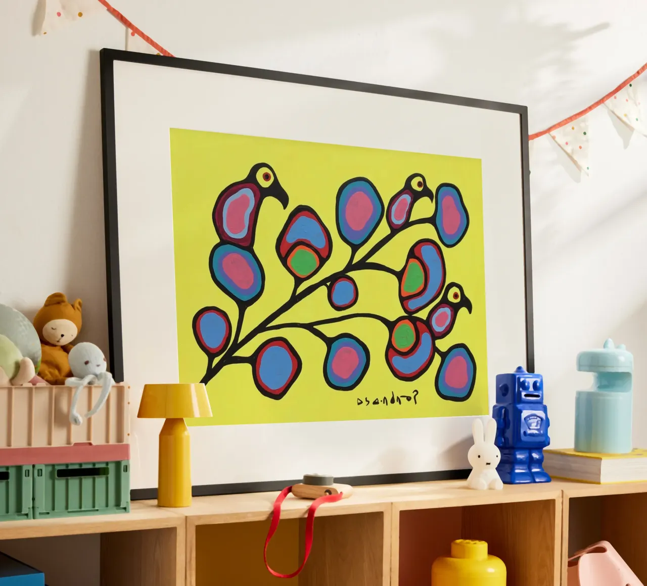 Norval Morrisseau Uccelli su un ramo carta hahnemühle da Riley Art Studio