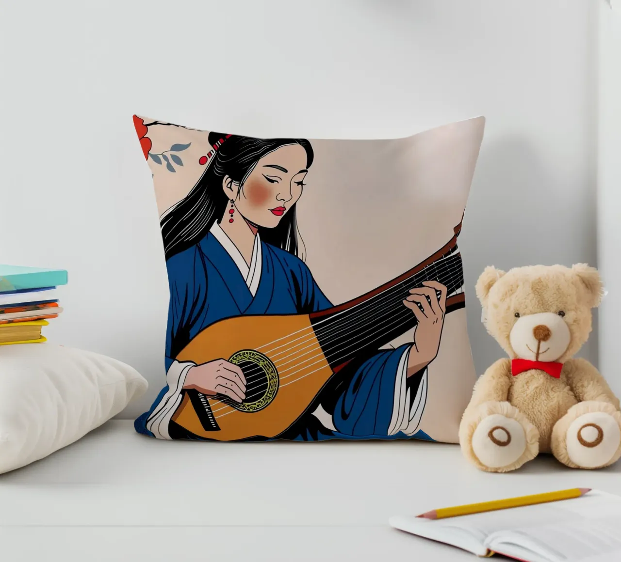 Donna e liuto cuscino da Piccola Serenata