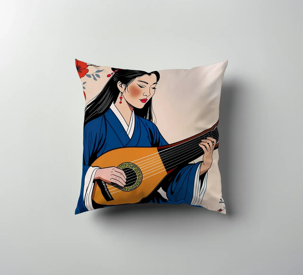 Donna e liuto cuscino da Piccola Serenata
