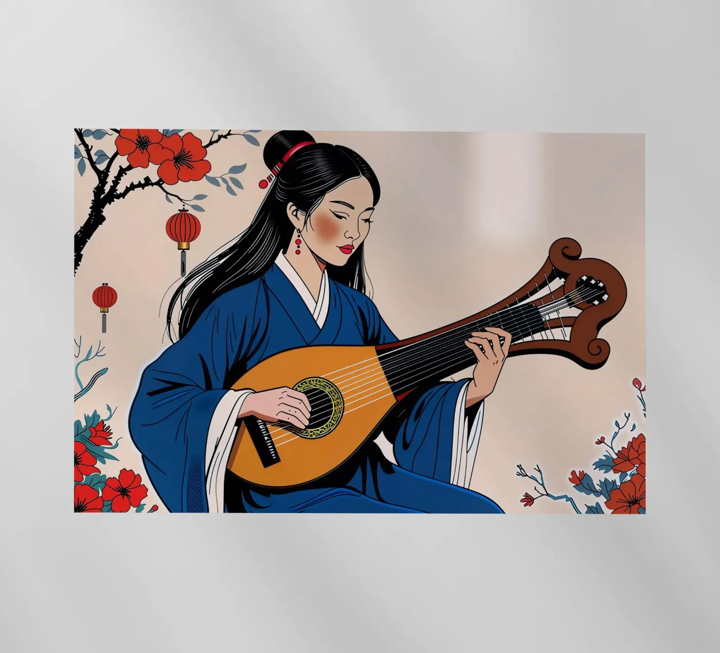 Donna e liuto pellicola backlit da Piccola Serenata