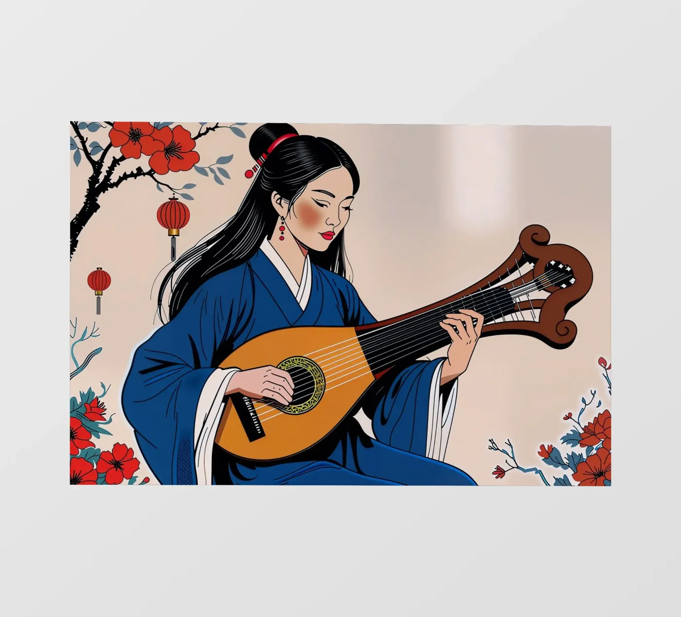 Donna e liuto pellicola backlit da Piccola Serenata