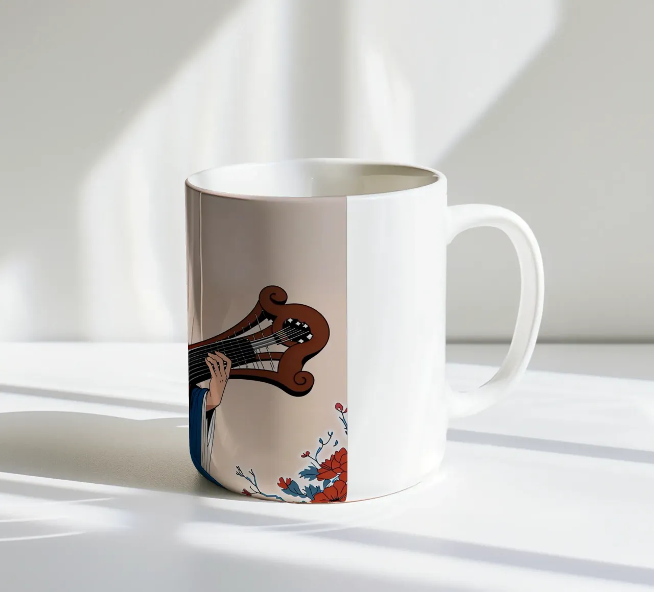 Donna e liuto tazza in ceramica da Piccola Serenata