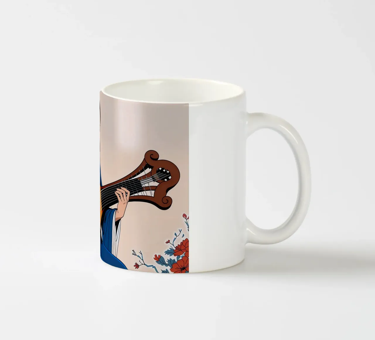 Donna e liuto tazza in ceramica da Piccola Serenata