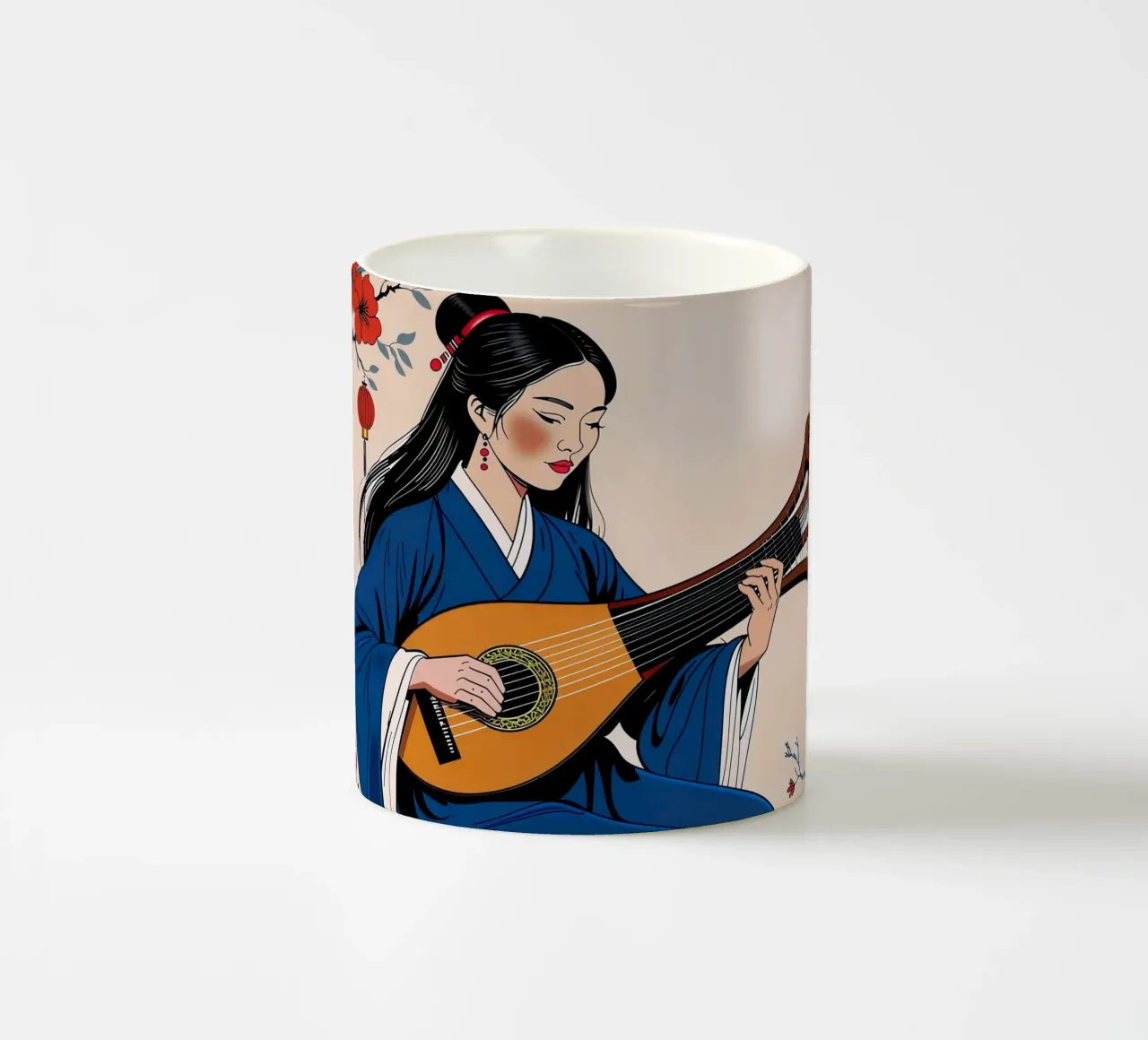 Donna e liuto tazza in ceramica da Piccola Serenata