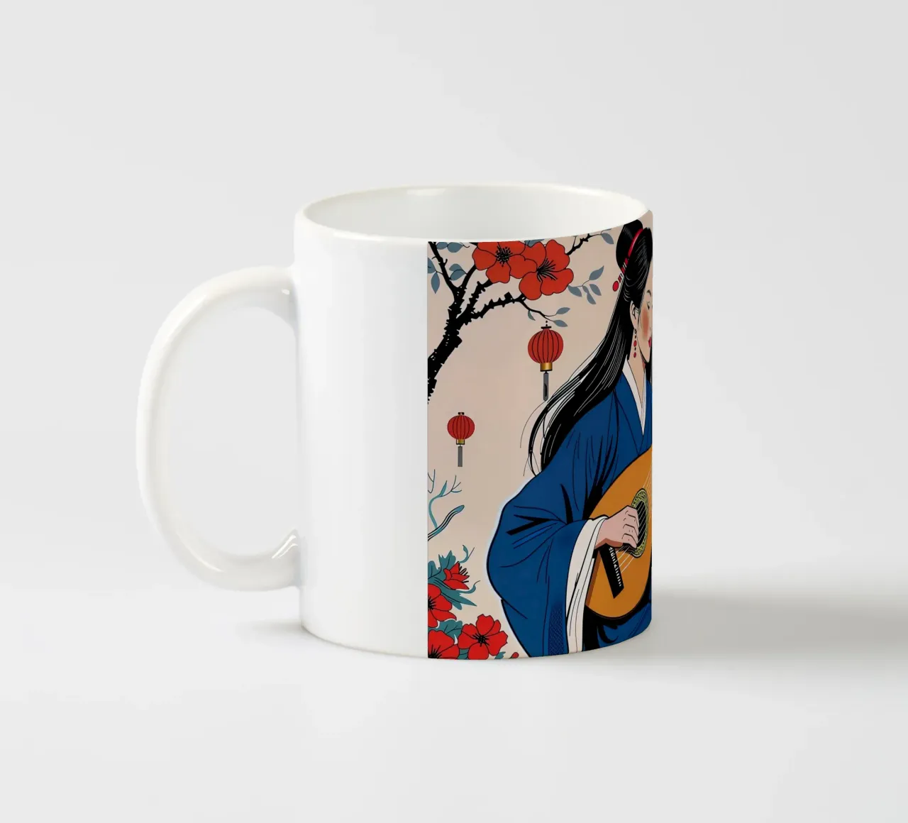 Donna e liuto tazza in ceramica da Piccola Serenata