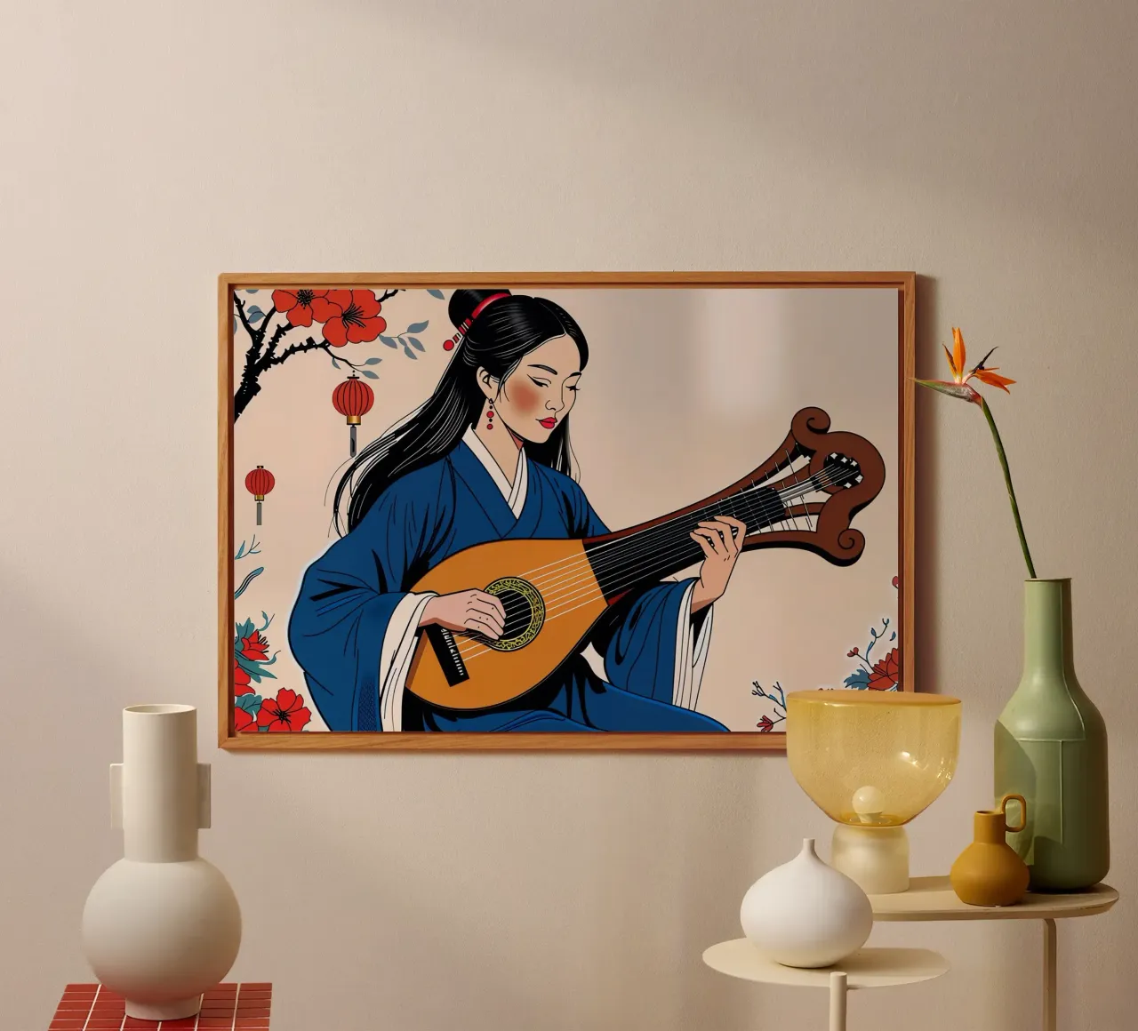 Donna e liuto alluminio dibond da Piccola Serenata