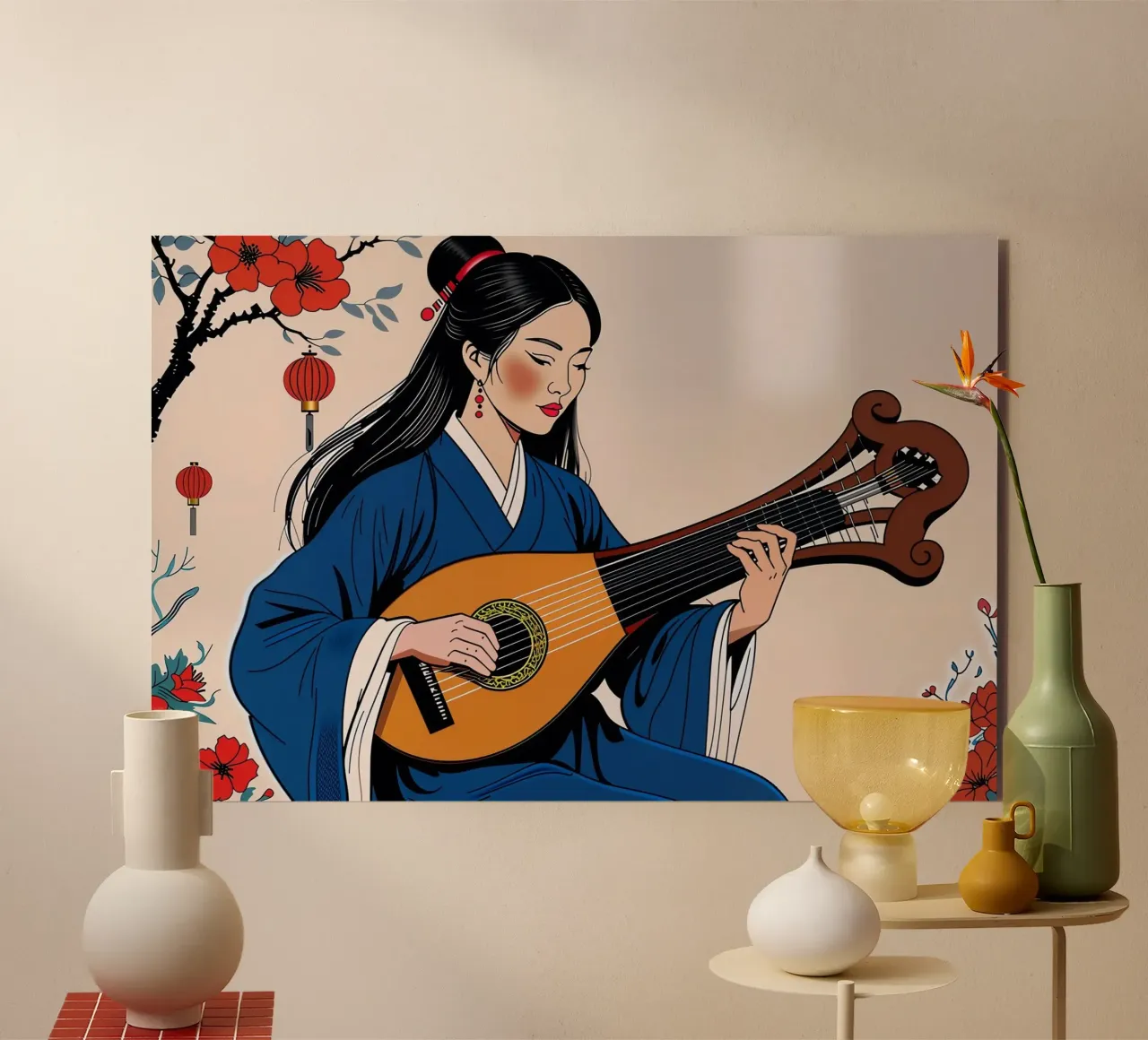 Donna e liuto alluminio dibond da Piccola Serenata