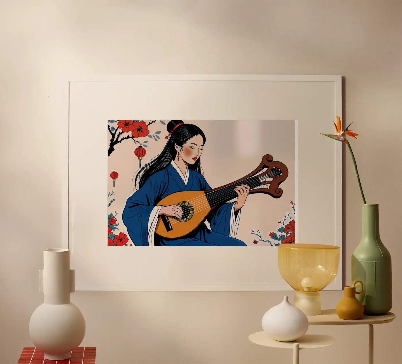 Woman and lute poster de Piccola Serenata
