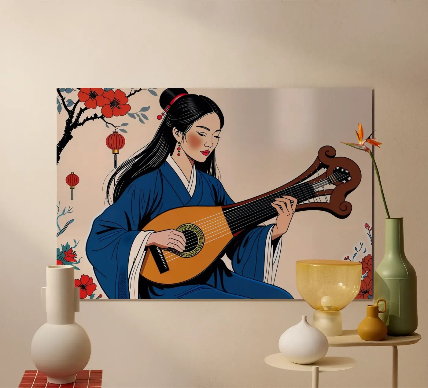 Woman and lute poster de Piccola Serenata