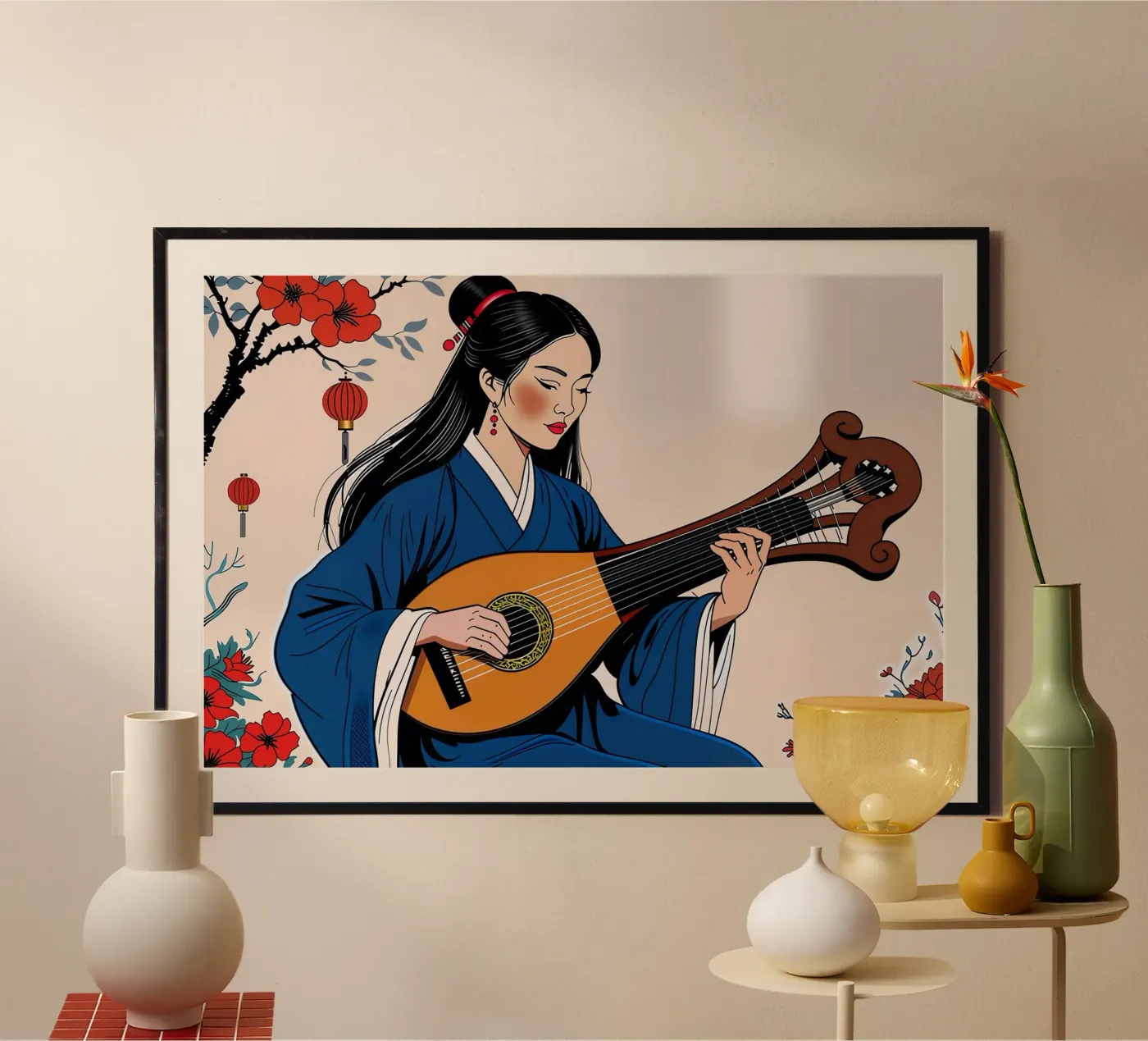 Woman and lute poster de Piccola Serenata