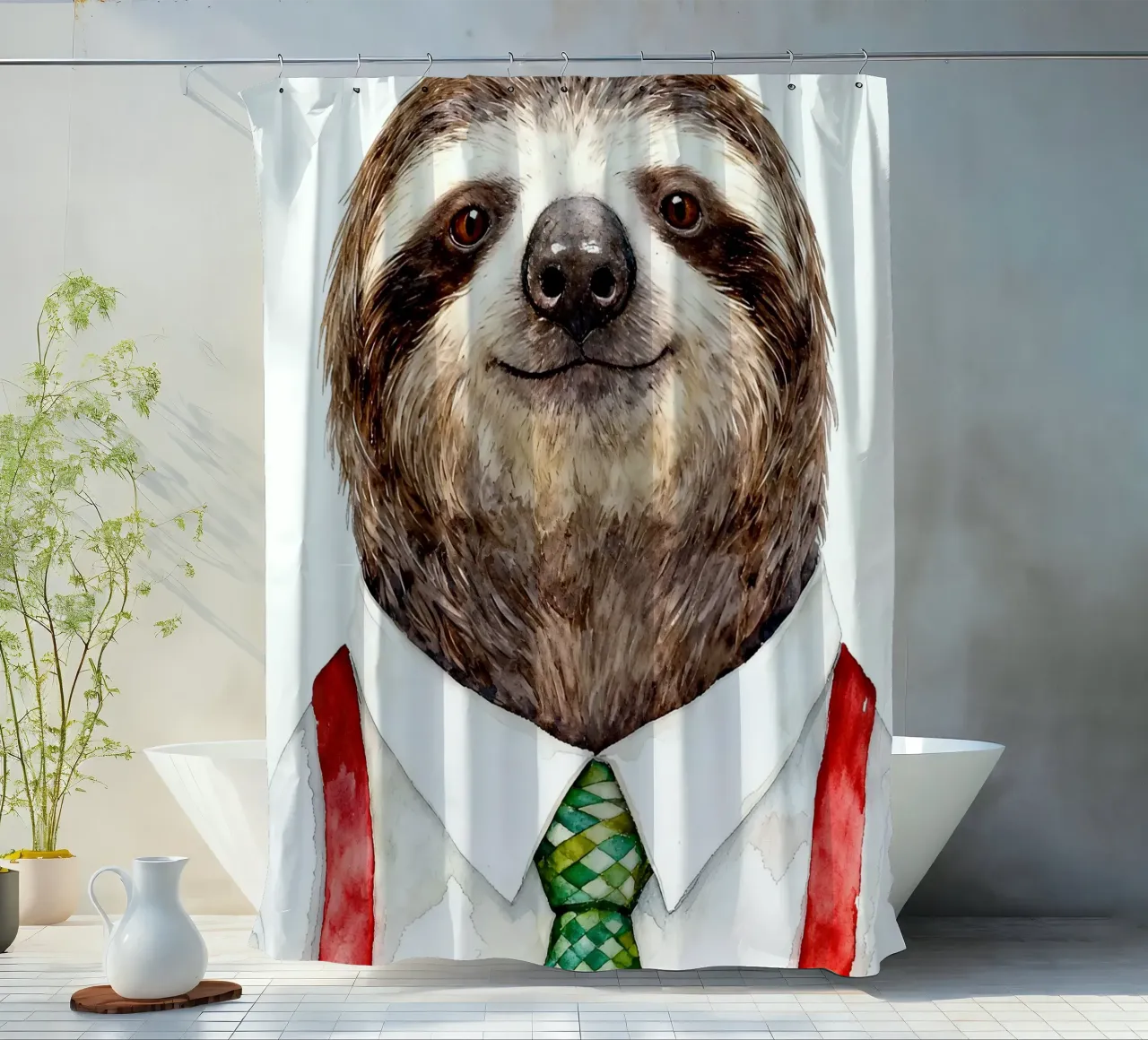 Work-life balance with Sloth douchegordijn van Attaboy Dsgn