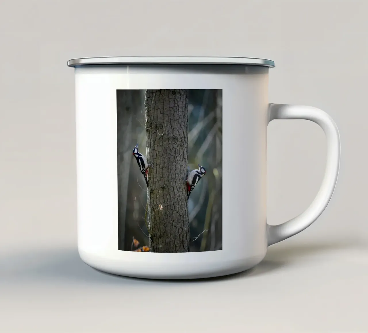 Picchi nella foresta tazza in smalto da Tom's Wildlife
