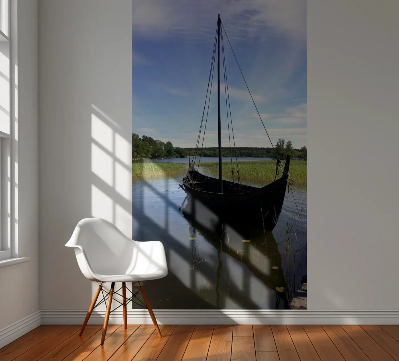 Vikingschip fotobehang van Piccola Serenata