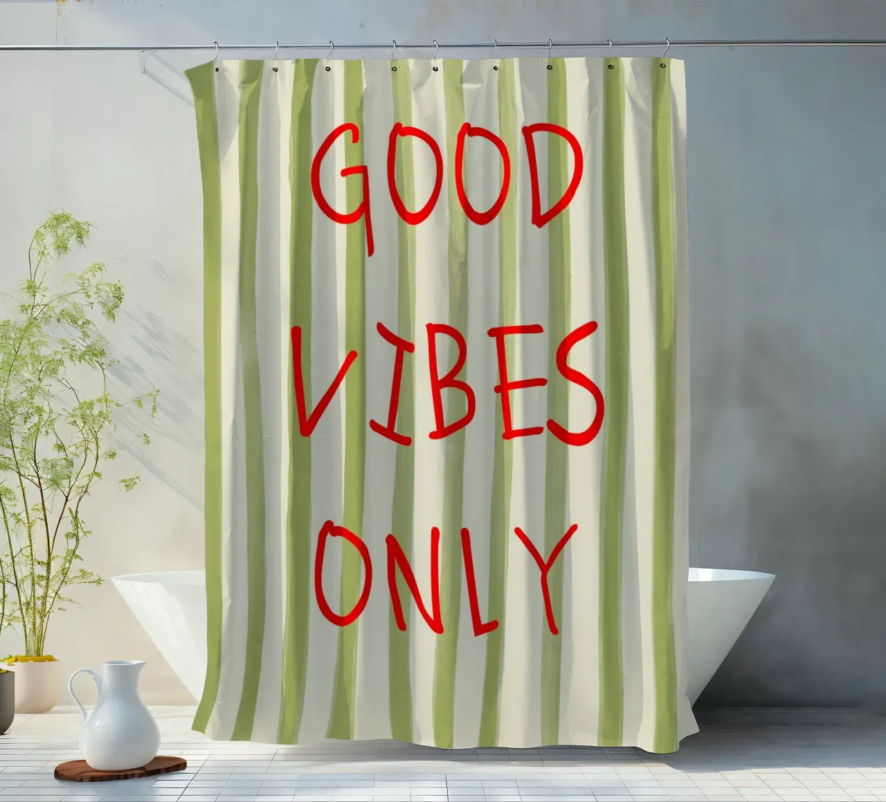 Good Vibes Only Typography tenda da doccia da Attaboy Dsgn