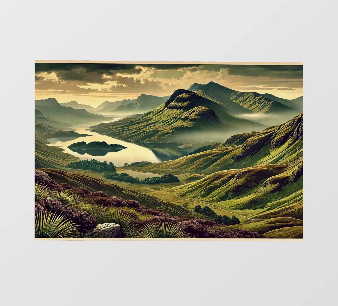 Poster d'epoca Scozia, Highlands e Lochs telo in pvc da Wanderlust Vibes