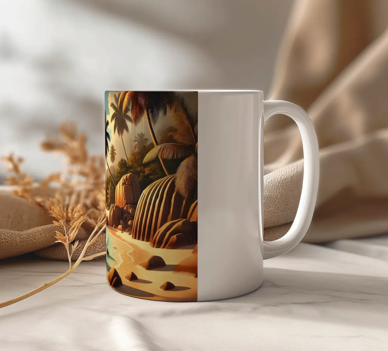 Poster vintage delle Seychelles, paradiso oceanico tazza in ceramica da Wanderlust Vibes