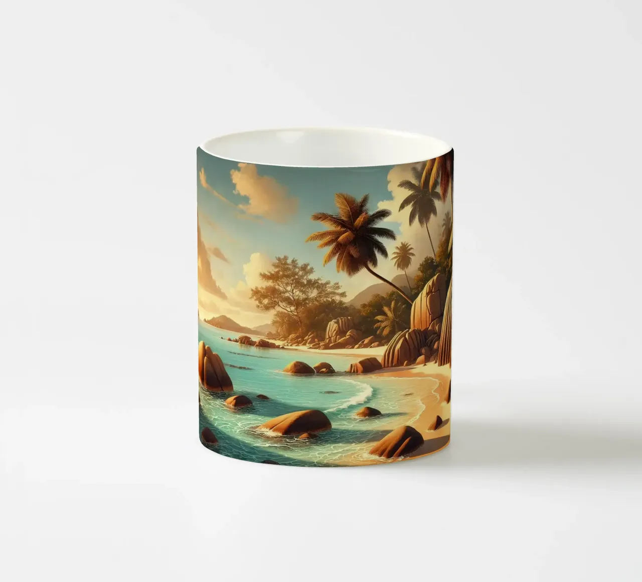 Poster vintage delle Seychelles, paradiso oceanico tazza in ceramica da Wanderlust Vibes