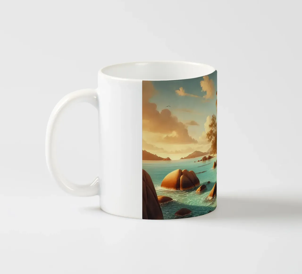 Poster vintage delle Seychelles, paradiso oceanico tazza in ceramica da Wanderlust Vibes