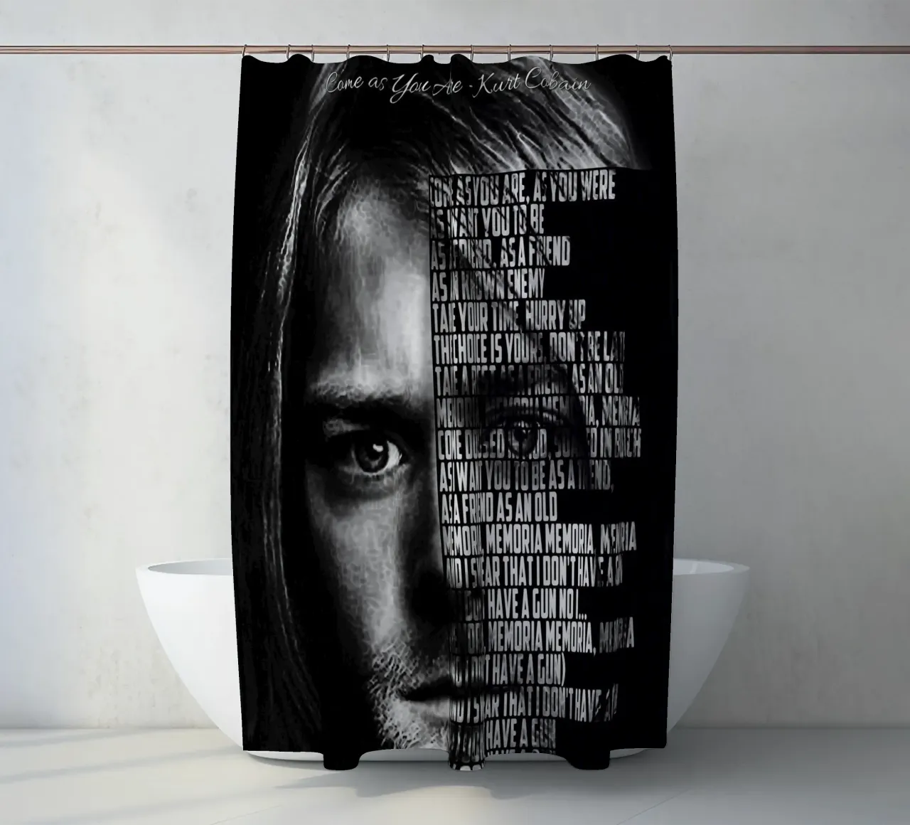 Come as You Are shower curtain by Gunawan Rb