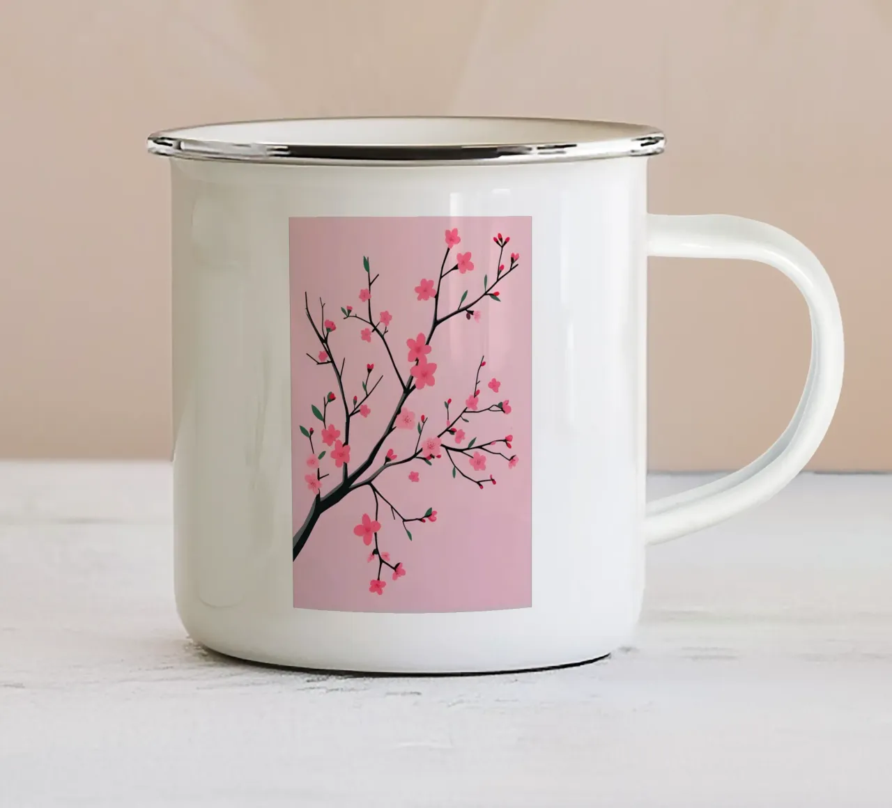 Ramo dei ciliegi in fiore tazza in smalto da Botanical Gallery