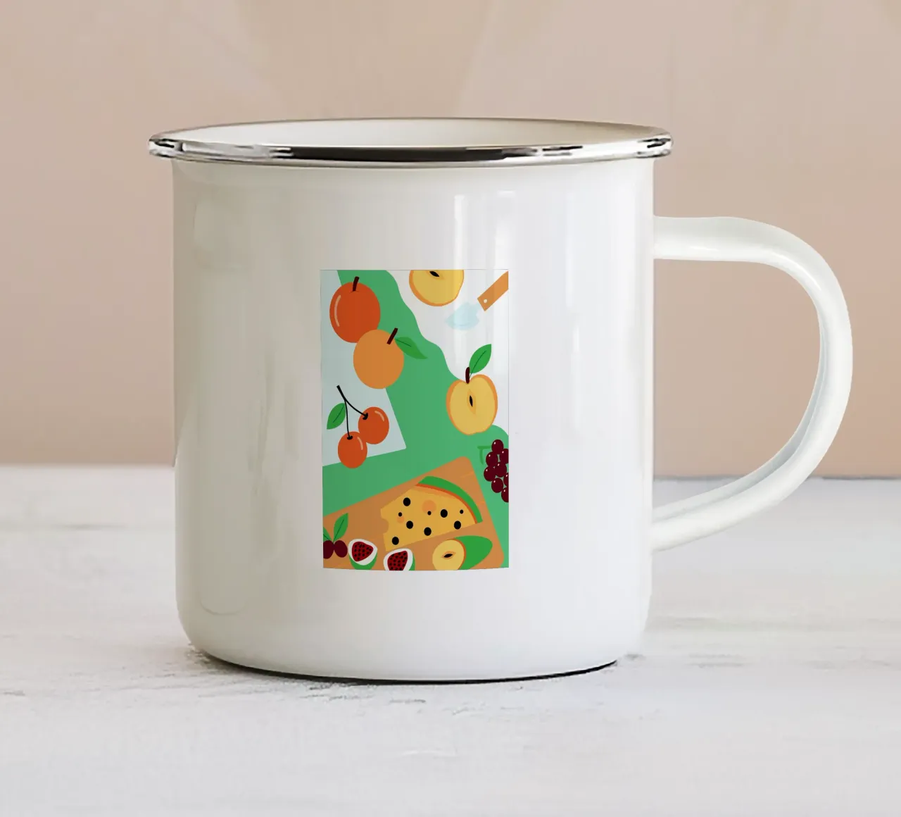Mele, arance, ciliegie e uva tazza in smalto da OFFICIAL FRUIT & VEGETABLES