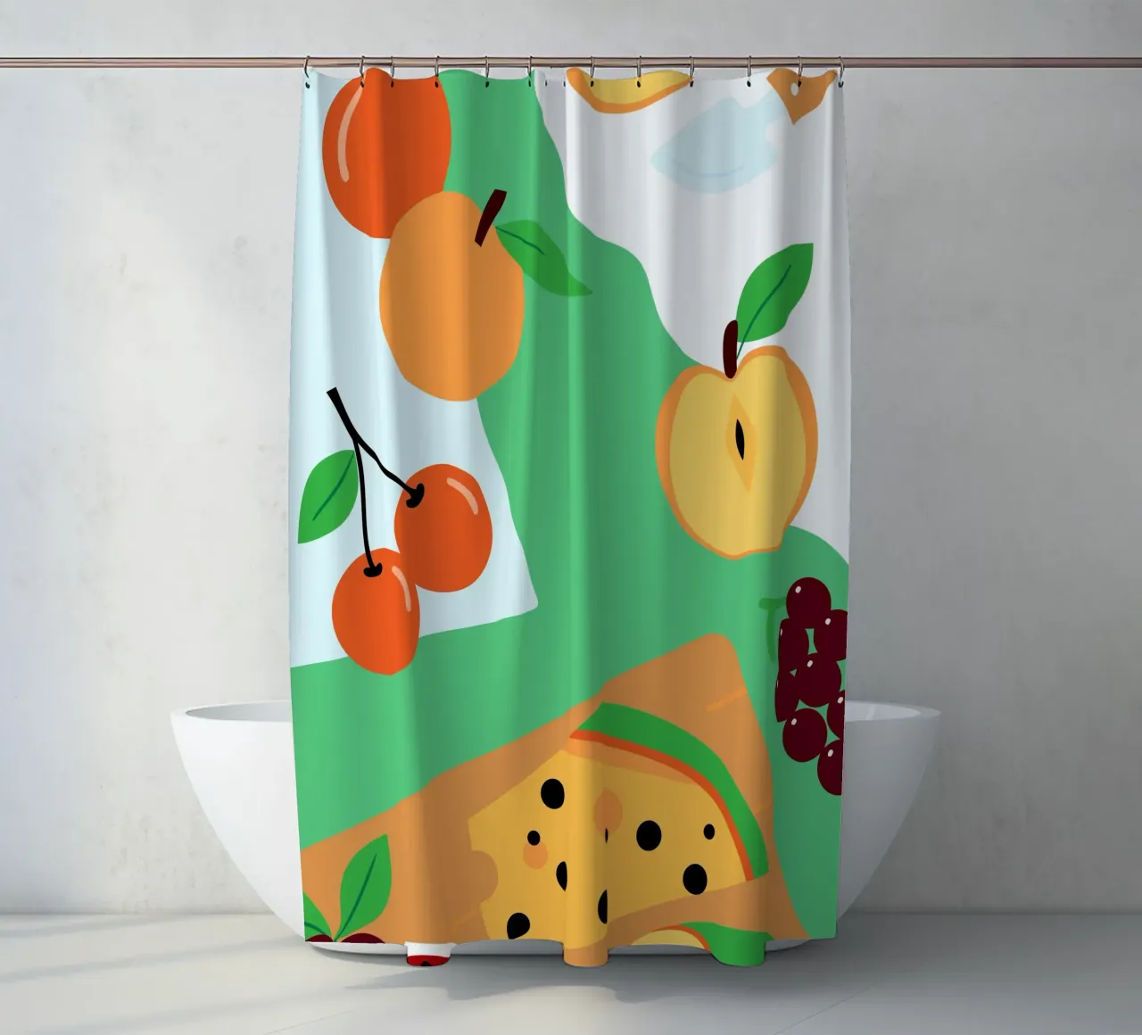 Mele, arance, ciliegie e uva tenda da doccia da OFFICIAL FRUIT & VEGETABLES