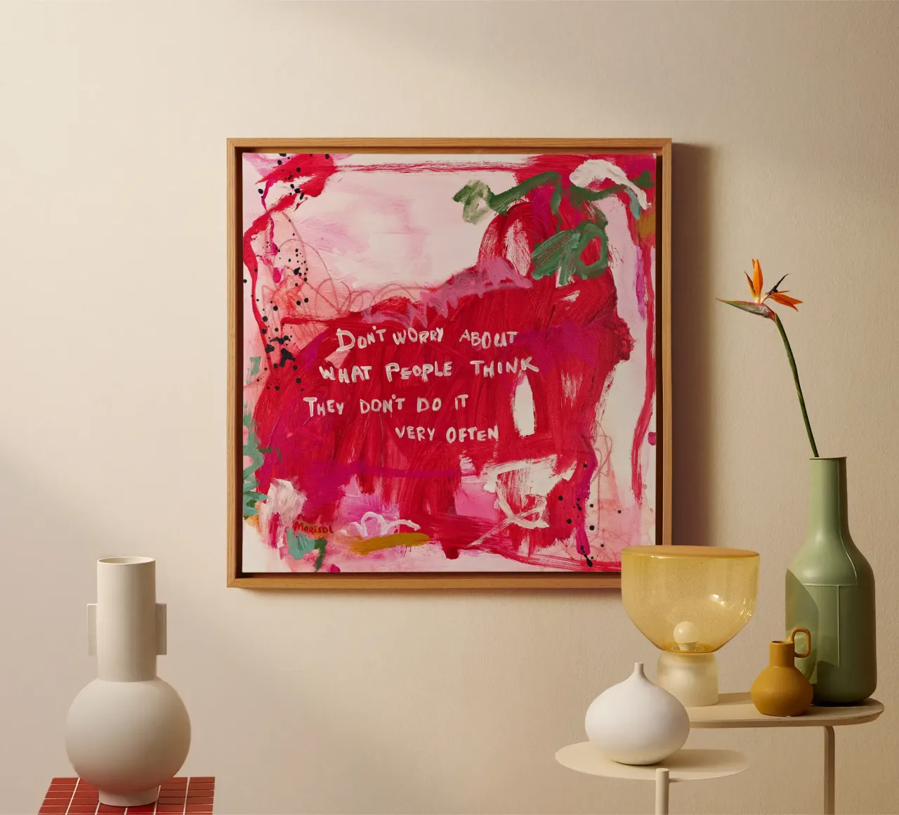 Marisol Evora - Non preoccuparti tela con Cornice a cassetta da The Artcircle