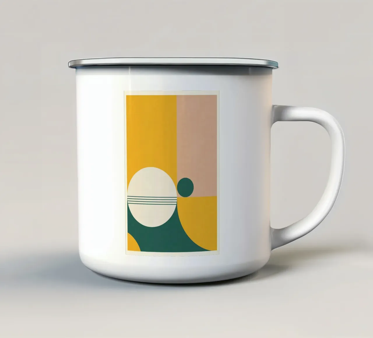 Abstract geometrisch emaille mok van Nina Wolf