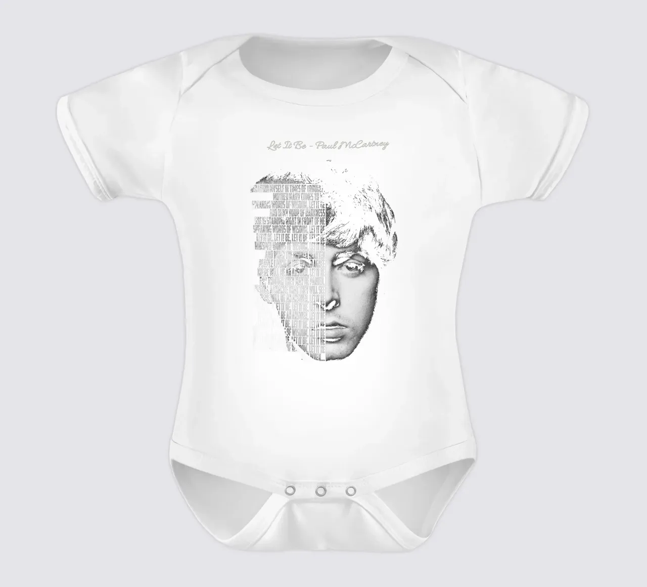 Let It Be short-sleeve baby romper by Gunawan Rb
