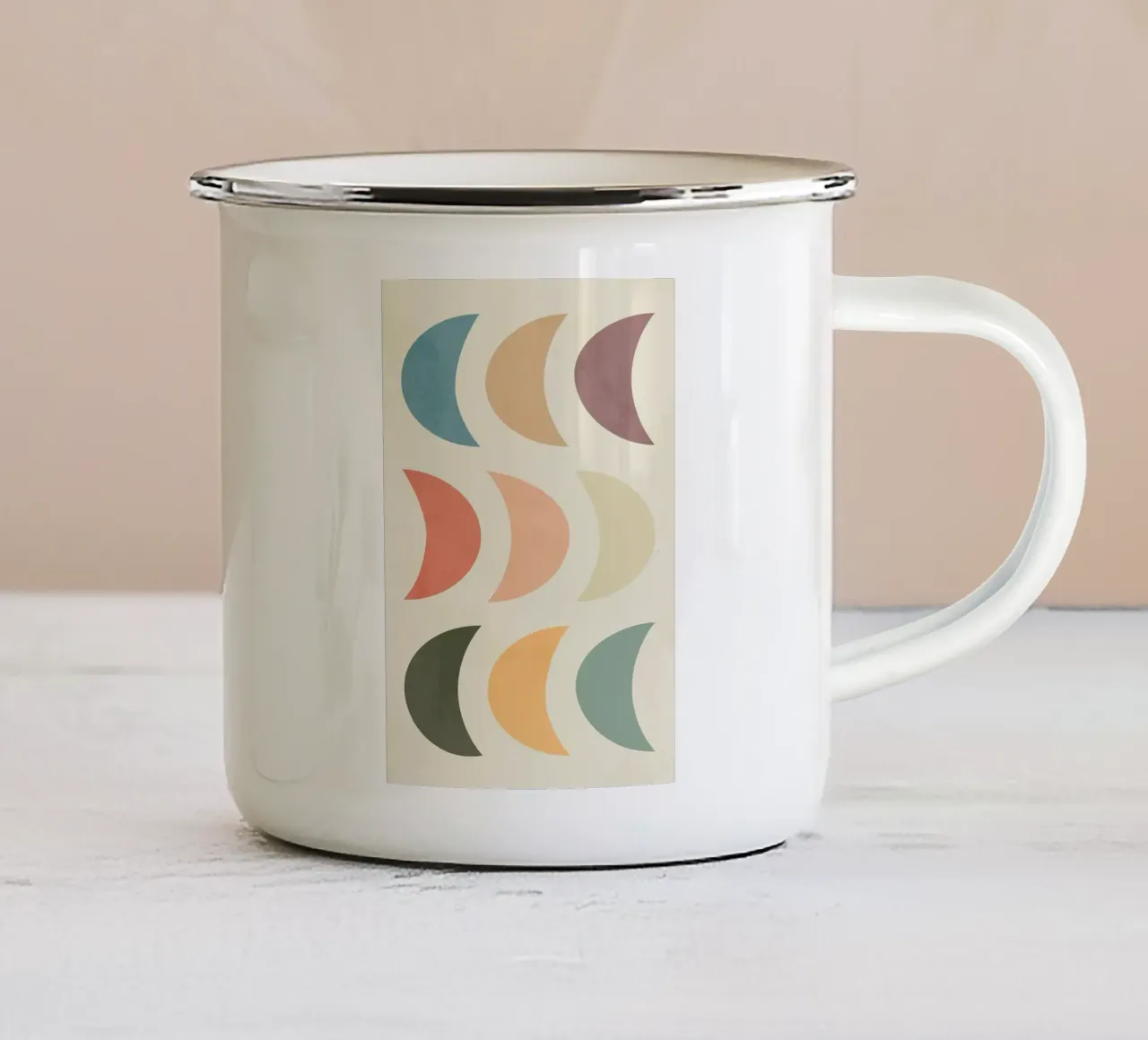 Poster mezza luna Boho tazza in smalto da Nina Wolf