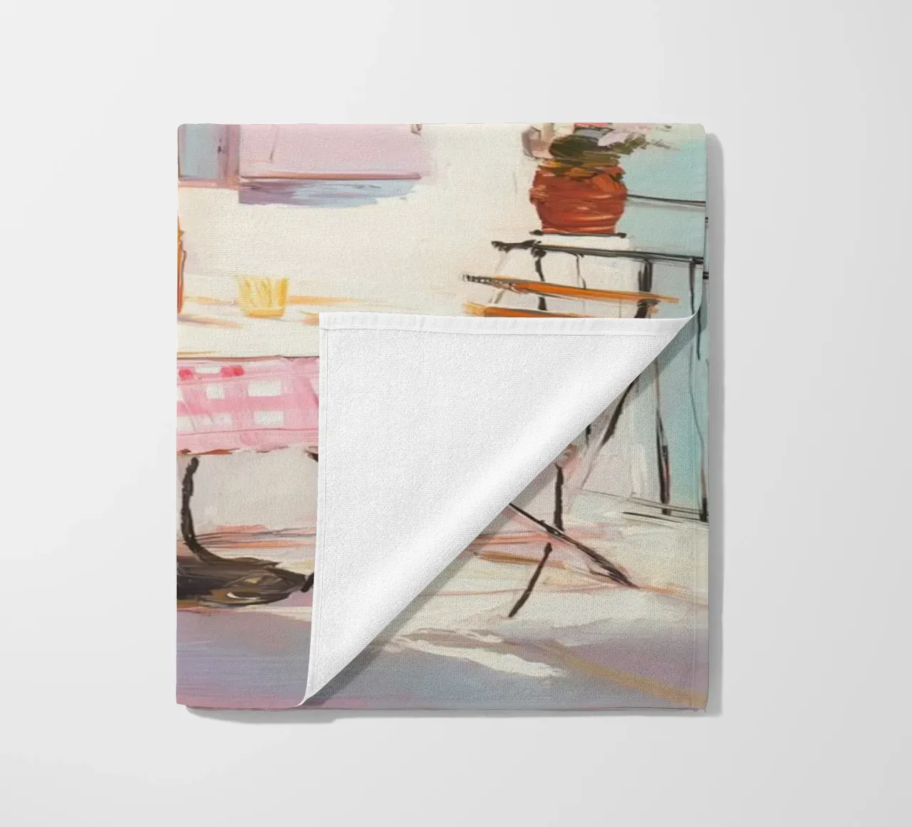 Terrazza solarium in rosa telo mare da Carina Pop & Pastell