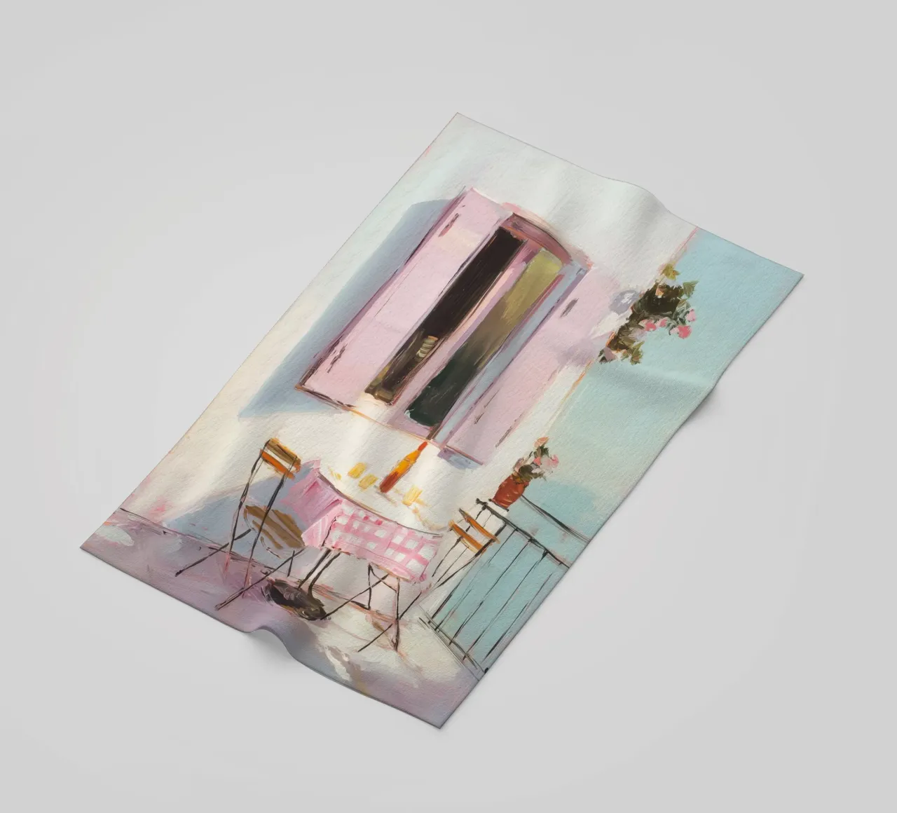 Terrazza solarium in rosa telo mare da Carina Pop & Pastell