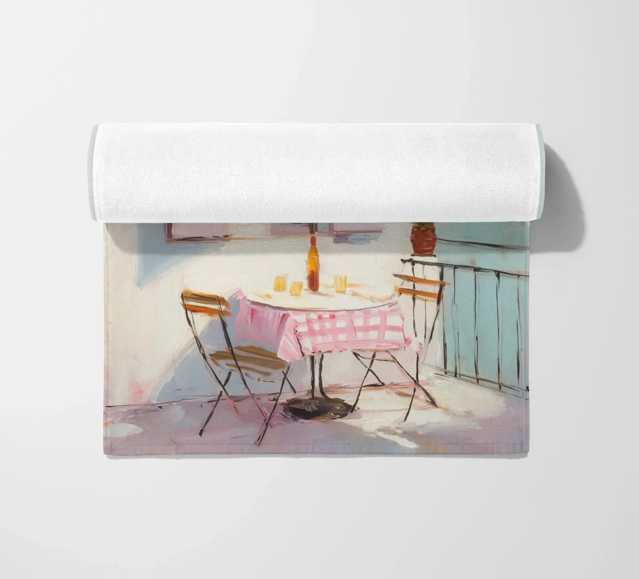 Terrazza solarium in rosa telo mare da Carina Pop & Pastell