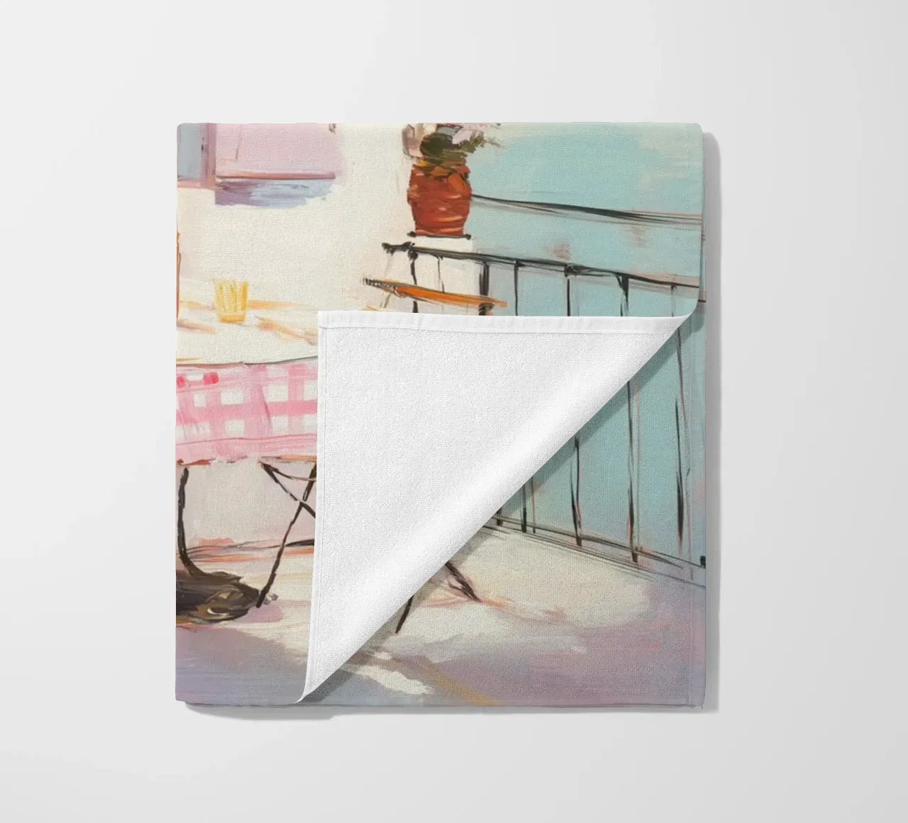 Terrazza solarium in rosa telo mare da Carina Pop & Pastell