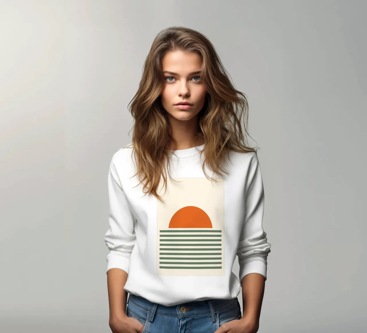 Poster retro tramonto arancione felpa da Nina Wolf