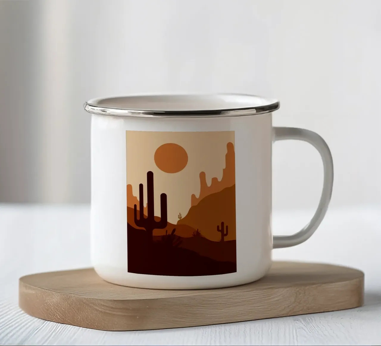 Poster Cactus del deserto del sole tazza in smalto da Nina Wolf