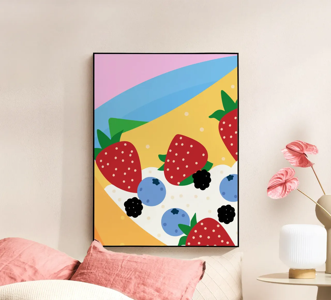 Torta con fragole e mirtilli plexiglass da OFFICIAL FRUIT & VEGETABLES