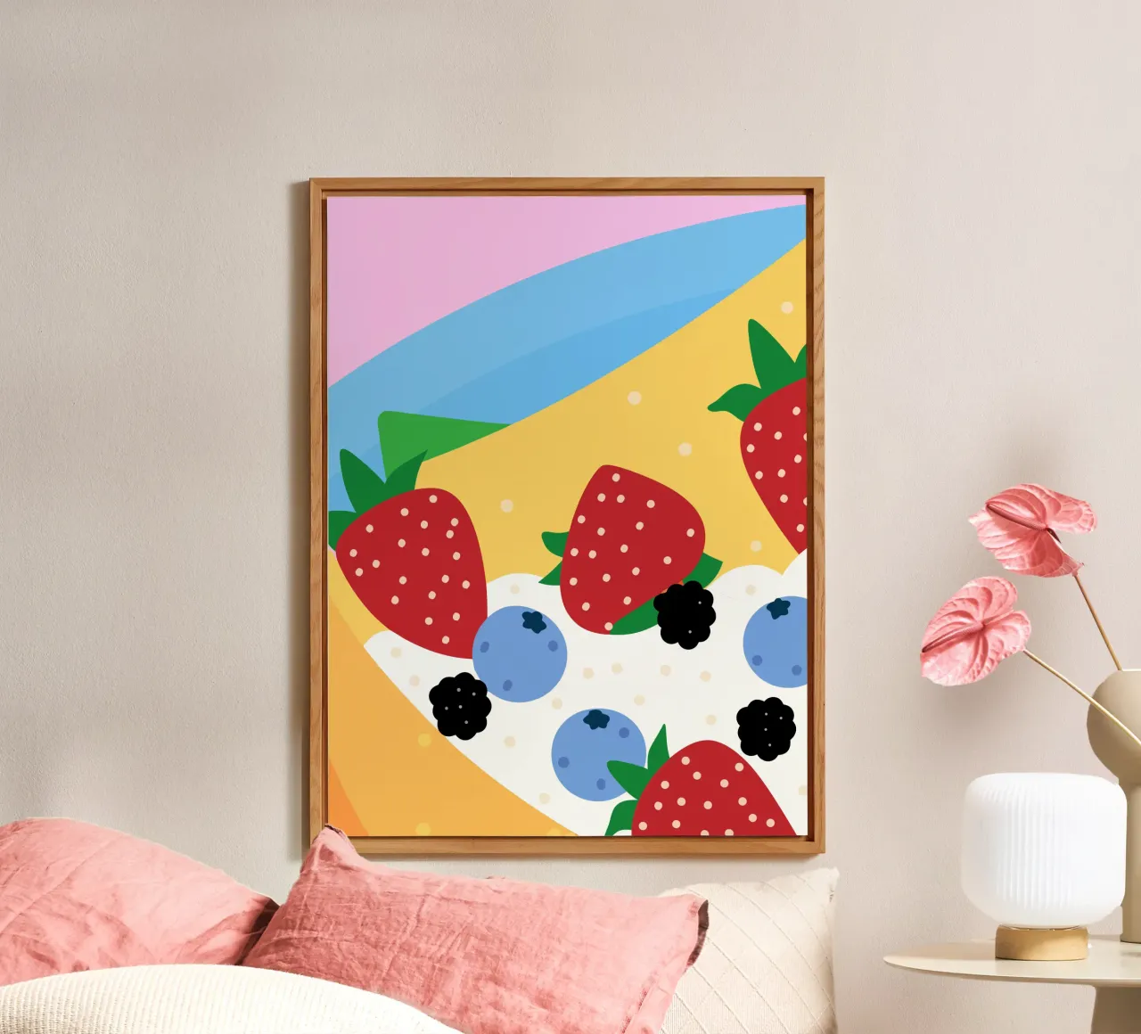 Torta con fragole e mirtilli alluminio dibond da OFFICIAL FRUIT & VEGETABLES