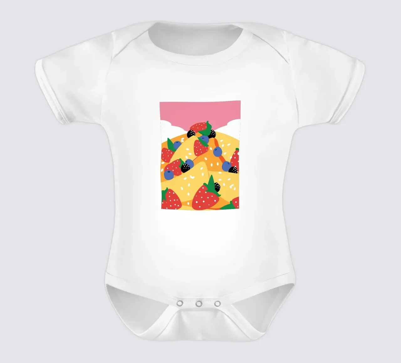 Torta con fragole e mirtilli body neonato maniche corte da OFFICIAL FRUIT & VEGETABLES