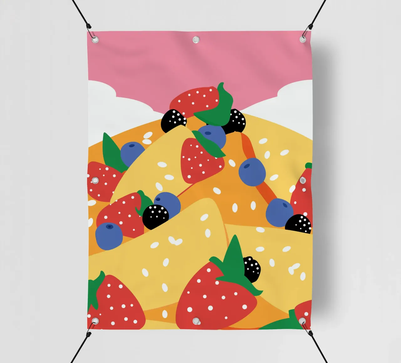 Torta con fragole e mirtilli telo in pvc da OFFICIAL FRUIT & VEGETABLES